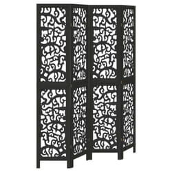 vidaXL Room Divider Privacy Screen Privacy Panel Black Solid Wood Paulownia - 40 x 200 cm/ 4 piece
