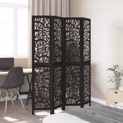 vidaXL Room Divider Privacy Screen Privacy Panel Black Solid Wood Paulownia - 40 x 200 cm/ 4 piece