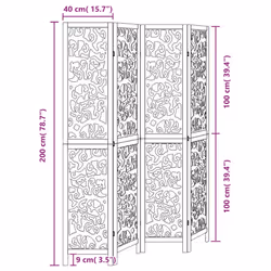vidaXL Room Divider Privacy Screen Privacy Panel Black Solid Wood Paulownia - 40 x 200 cm/ 4 piece