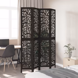 vidaXL Room Divider Privacy Screen Privacy Panel Black Solid Wood Paulownia - 40 x 220 cm/ 4 piece