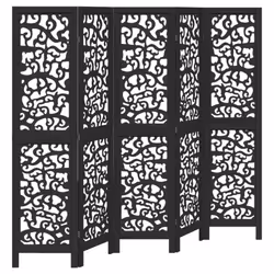 vidaXL Room Divider Privacy Screen Privacy Panel Black Solid Wood Paulownia - 40 x 160 cm/ 5 piece