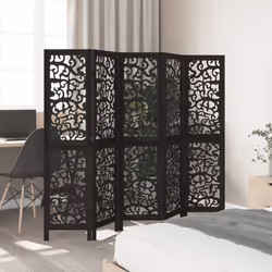 vidaXL Room Divider Privacy Screen Privacy Panel Black Solid Wood Paulownia - 40 x 160 cm/ 5 piece