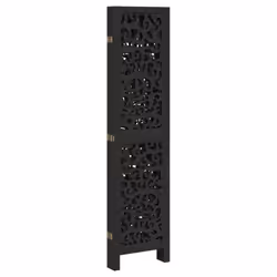 vidaXL Room Divider Privacy Screen Privacy Panel Black Solid Wood Paulownia - 40 x 160 cm/ 5 piece - Additional view 4