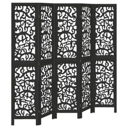 vidaXL Room Divider Privacy Screen Privacy Panel Black Solid Wood Paulownia - 40 x 180 cm/ 5 piece