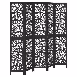 vidaXL Room Divider Privacy Screen Privacy Panel Black Solid Wood Paulownia - 40 x 200 cm/ 5 piece