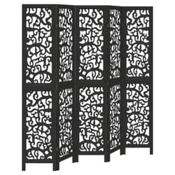 vidaXL Room Divider Privacy Screen Privacy Panel Black Solid Wood Paulownia - 40 x 200 cm/ 5 piece