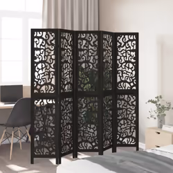 vidaXL Room Divider Privacy Screen Privacy Panel Black Solid Wood Paulownia - 40 x 200 cm/ 5 piece