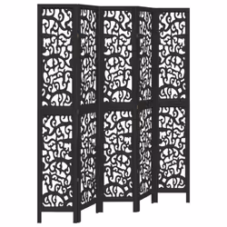 vidaXL Room Divider Privacy Screen Privacy Panel Black Solid Wood Paulownia - 40 x 220 cm/ 5 piece
