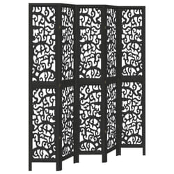 vidaXL Room Divider Privacy Screen Privacy Panel Black Solid Wood Paulownia - 40 x 220 cm/ 5 piece