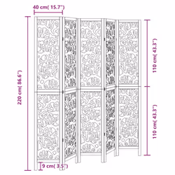 vidaXL Room Divider Privacy Screen Privacy Panel Black Solid Wood Paulownia - 40 x 220 cm/ 5 piece - Additional view 7