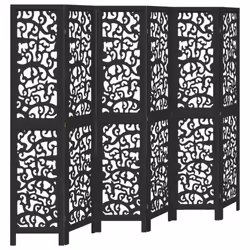 vidaXL Room Divider Privacy Screen Privacy Panel Black Solid Wood Paulownia - 40 x 180 cm/ 6 piece