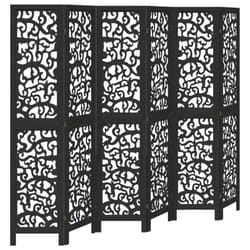 vidaXL Room Divider Privacy Screen Privacy Panel Black Solid Wood Paulownia - 40 x 180 cm/ 6 piece