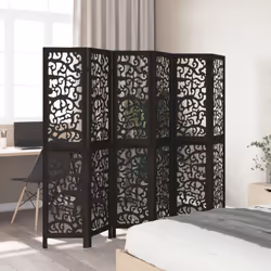 vidaXL Room Divider Privacy Screen Privacy Panel Black Solid Wood Paulownia - 40 x 180 cm/ 6 piece