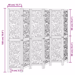 vidaXL Room Divider Privacy Screen Privacy Panel Black Solid Wood Paulownia - 40 x 180 cm/ 6 piece