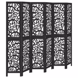 vidaXL Room Divider Privacy Screen Privacy Panel Black Solid Wood Paulownia - 40 x 200 cm/ 6 piece