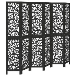 vidaXL Room Divider Privacy Screen Privacy Panel Black Solid Wood Paulownia - 40 x 200 cm/ 6 piece