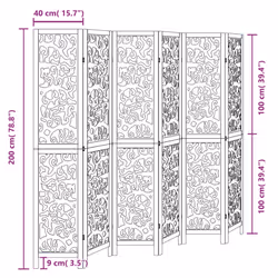 vidaXL Room Divider Privacy Screen Privacy Panel Black Solid Wood Paulownia - 40 x 200 cm/ 6 piece