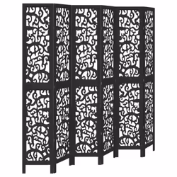 vidaXL Room Divider Privacy Screen Privacy Panel Black Solid Wood Paulownia - 40 x 220 cm/ 6 piece