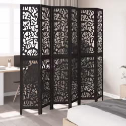 vidaXL Room Divider Privacy Screen Privacy Panel Black Solid Wood Paulownia - 40 x 220 cm/ 6 piece