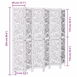 vidaXL Room Divider Privacy Screen Privacy Panel Black Solid Wood Paulownia - 40 x 220 cm/ 6 piece