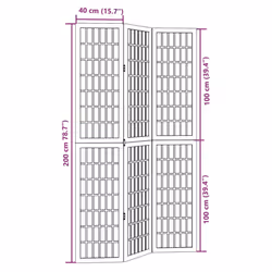 vidaXL Room Divider Panels Office Privacy Screen Solid Wood Paulownia - 40 x 200 cm/ 3 piece - Additional view 7