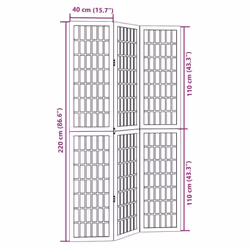 vidaXL Room Divider Panels Office Privacy Screen Solid Wood Paulownia - 40 x 220 cm/ 3 piece - Additional view 7