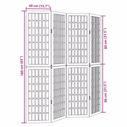 vidaXL Room Divider Panels Office Privacy Screen Solid Wood Paulownia - 40 x 160 cm/ 4 piece