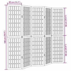 vidaXL Room Divider Panels Office Privacy Screen Solid Wood Paulownia - 40 x 180 cm/ 5 piece - Additional view 7