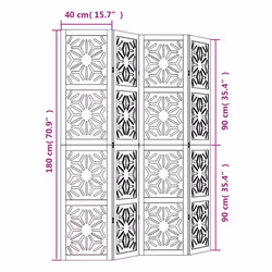 vidaXL Room Divider Panel Privacy Screen Brown & Black Solid Wood Paulownia - 40 x 180 cm/ 4 piece - Additional view 7