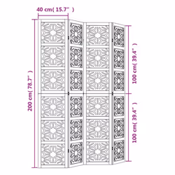 vidaXL Room Divider Panel Privacy Screen Brown & Black Solid Wood Paulownia - 40 x 200 cm/ 4 piece - Additional view 7