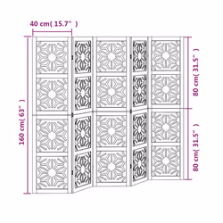 vidaXL Room Divider Panel Privacy Screen Brown & Black Solid Wood Paulownia - 40 x 160 cm/ 5 piece - Additional view 3