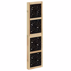 vidaXL Room Divider Panel Privacy Screen Brown & Black Solid Wood Paulownia - 40 x 160 cm/ 5 piece - Additional view 4