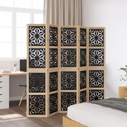 vidaXL Room Divider Panel Privacy Screen Brown & Black Solid Wood Paulownia - 40 x 180 cm/ 5 piece - Additional view 2