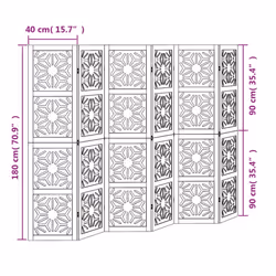 vidaXL Room Divider Panel Privacy Screen Brown & Black Solid Wood Paulownia - 40 x 180 cm/ 5 piece - Additional view 3