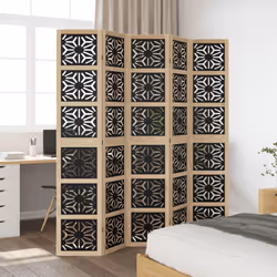 vidaXL Room Divider Panel Privacy Screen Brown & Black Solid Wood Paulownia - 40 x 200 cm/ 5 piece - Additional view 2