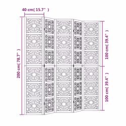 vidaXL Room Divider Panel Privacy Screen Brown & Black Solid Wood Paulownia - 40 x 200 cm/ 5 piece - Additional view 3