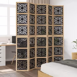 vidaXL Room Divider Panel Privacy Screen Brown & Black Solid Wood Paulownia - 40 x 220 cm/ 5 piece - Additional view 2