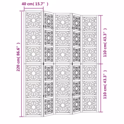 vidaXL Room Divider Panel Privacy Screen Brown & Black Solid Wood Paulownia - 40 x 220 cm/ 5 piece - Additional view 7
