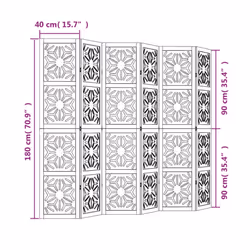 vidaXL Room Divider Panel Privacy Screen Brown & Black Solid Wood Paulownia - 40 x 180 cm/ 6 piece - Additional view 7