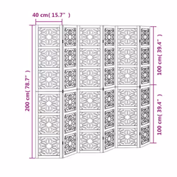vidaXL Room Divider Panel Privacy Screen Brown & Black Solid Wood Paulownia - 40 x 200 cm/ 6 piece - Additional view 7