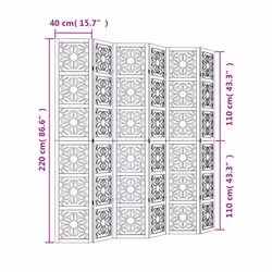 vidaXL Room Divider Panel Privacy Screen Brown & Black Solid Wood Paulownia - 40 x 220 cm/ 6 piece - Additional view 3