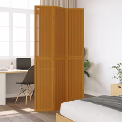 vidaXL Room Divider Panel Office Privacy Screen Brown Solid Wood Paulownia - 40 x 220 cm/ 3 piece