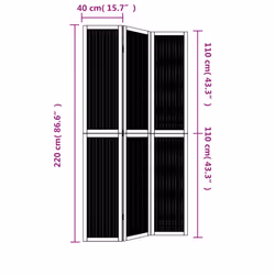 vidaXL Room Divider Panel Office Privacy Screen Brown Solid Wood Paulownia - 40 x 220 cm/ 3 piece