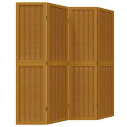 vidaXL Room Divider Panel Office Privacy Screen Brown Solid Wood Paulownia - 40 x 160 cm/ 4 piece