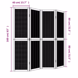 vidaXL Room Divider Panel Office Privacy Screen Brown Solid Wood Paulownia - 40 x 160 cm/ 4 piece - Additional view 7