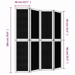 vidaXL Room Divider Panel Office Privacy Screen Brown Solid Wood Paulownia - 40 x 180 cm/ 4 piece - Additional view 7