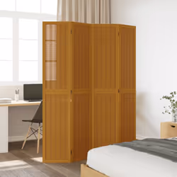 vidaXL Room Divider Panel Office Privacy Screen Brown Solid Wood Paulownia - 40 x 200 cm/ 4 piece - Additional view 2