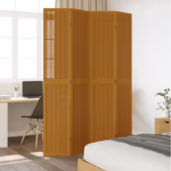vidaXL Room Divider Panel Office Privacy Screen Brown Solid Wood Paulownia - 40 x 220 cm/ 4 piece - Additional view 2