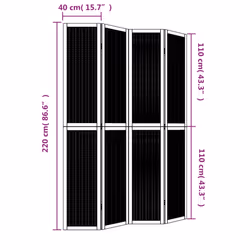 vidaXL Room Divider Panel Office Privacy Screen Brown Solid Wood Paulownia - 40 x 220 cm/ 4 piece - Additional view 3