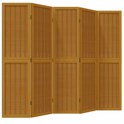 vidaXL Room Divider Panel Office Privacy Screen Brown Solid Wood Paulownia - 40 x 160 cm/ 5 piece
